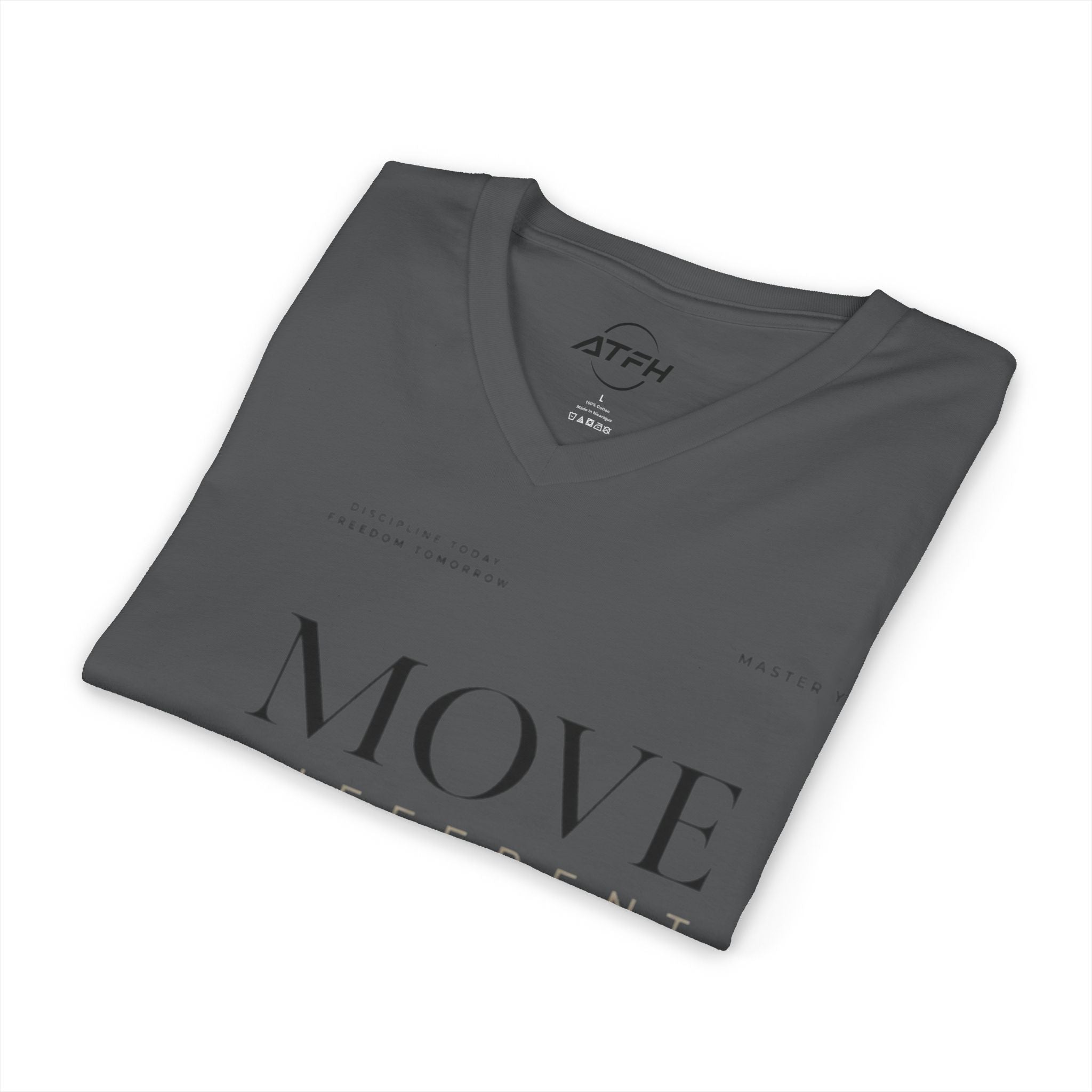 Move Different V-Neck Tee — Minimal Motivational Graphic Shirt Printify