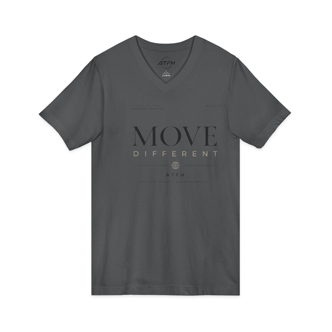 Move Different V-Neck Tee — Minimal Motivational Graphic Shirt Printify