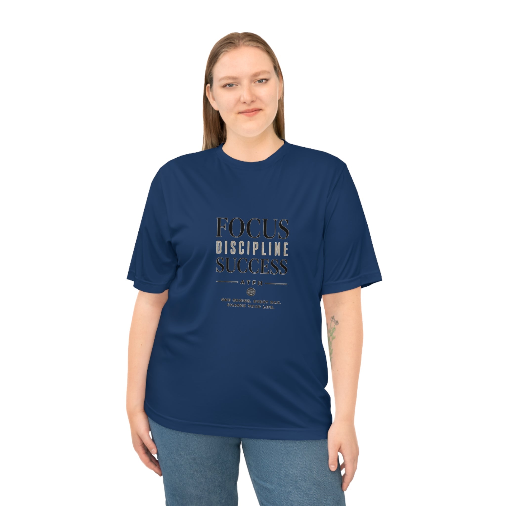 Focus Discipline Success Performance T-Shirt — Motivational Gym Tee Printify