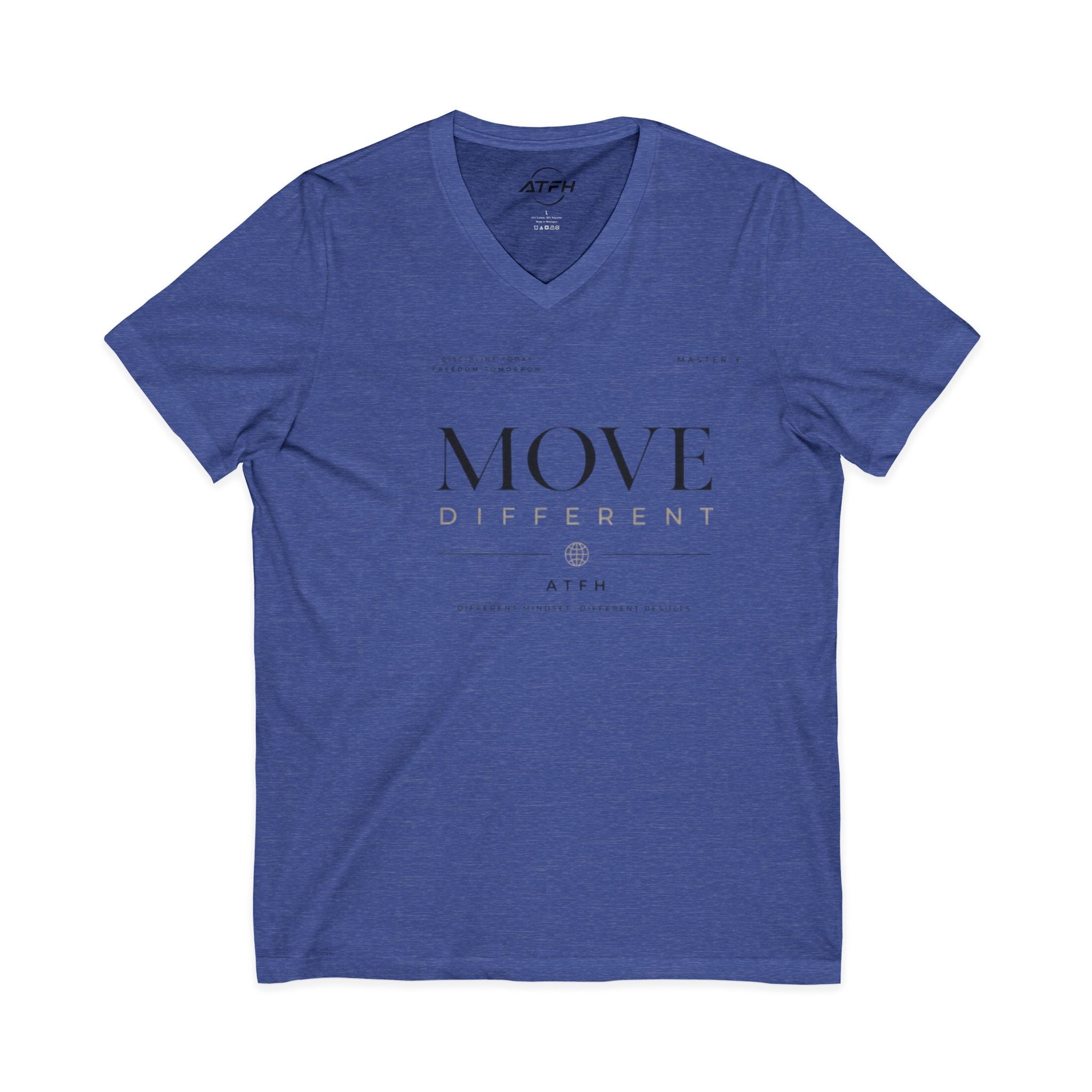 Move Different V-Neck Tee — Minimal Motivational Graphic Shirt Printify