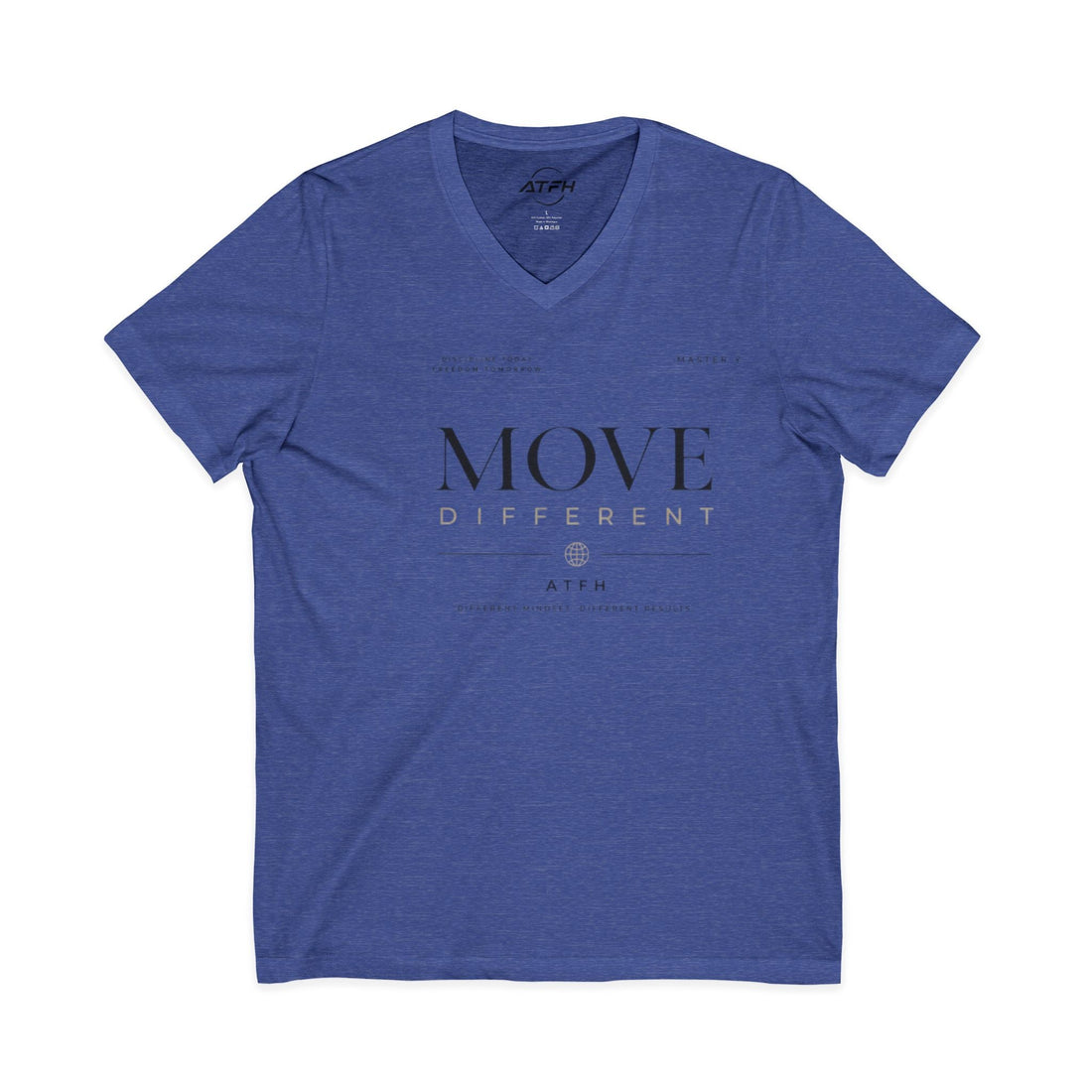 Move Different V-Neck Tee — Minimal Motivational Graphic Shirt Printify