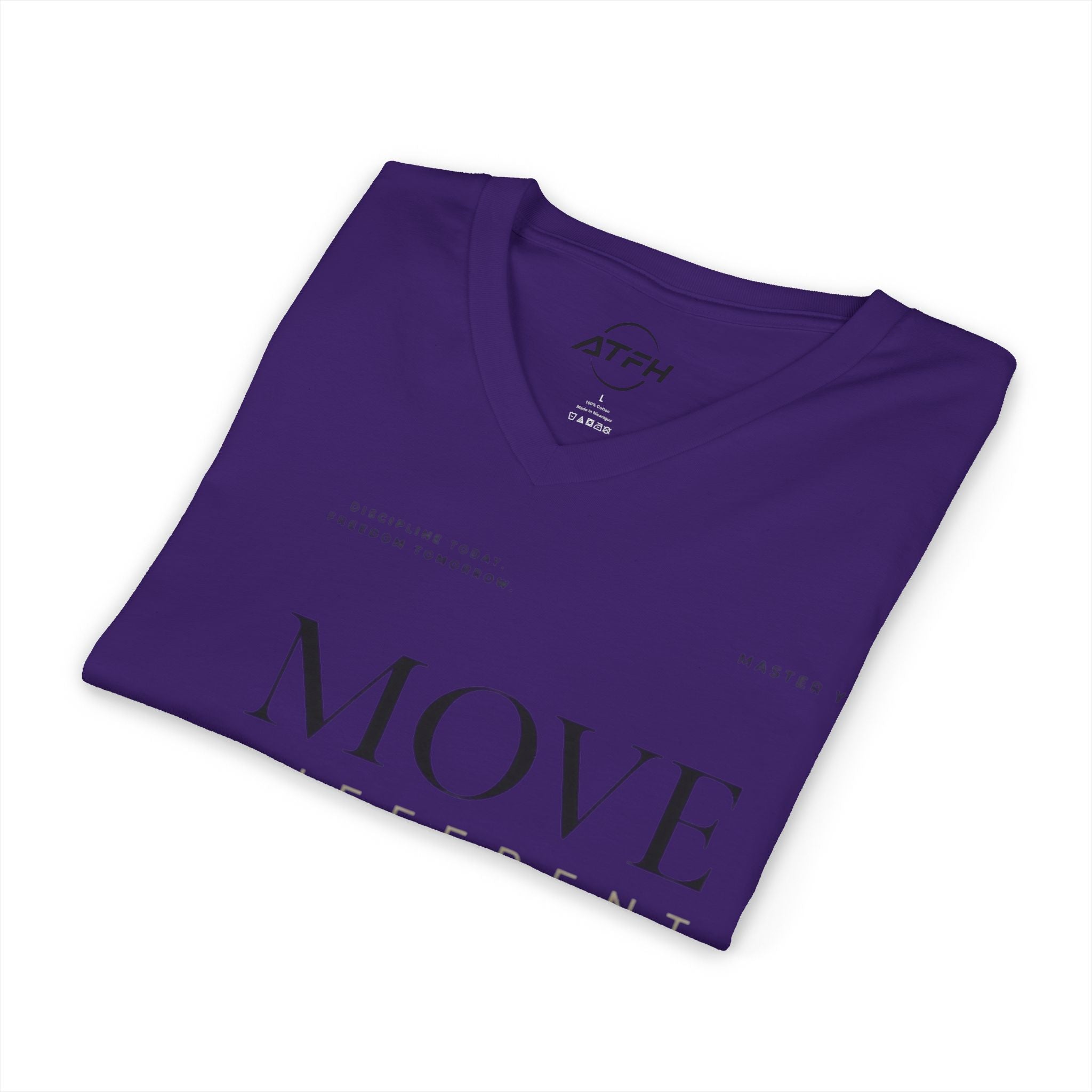 Move Different V-Neck Tee — Minimal Motivational Graphic Shirt Printify