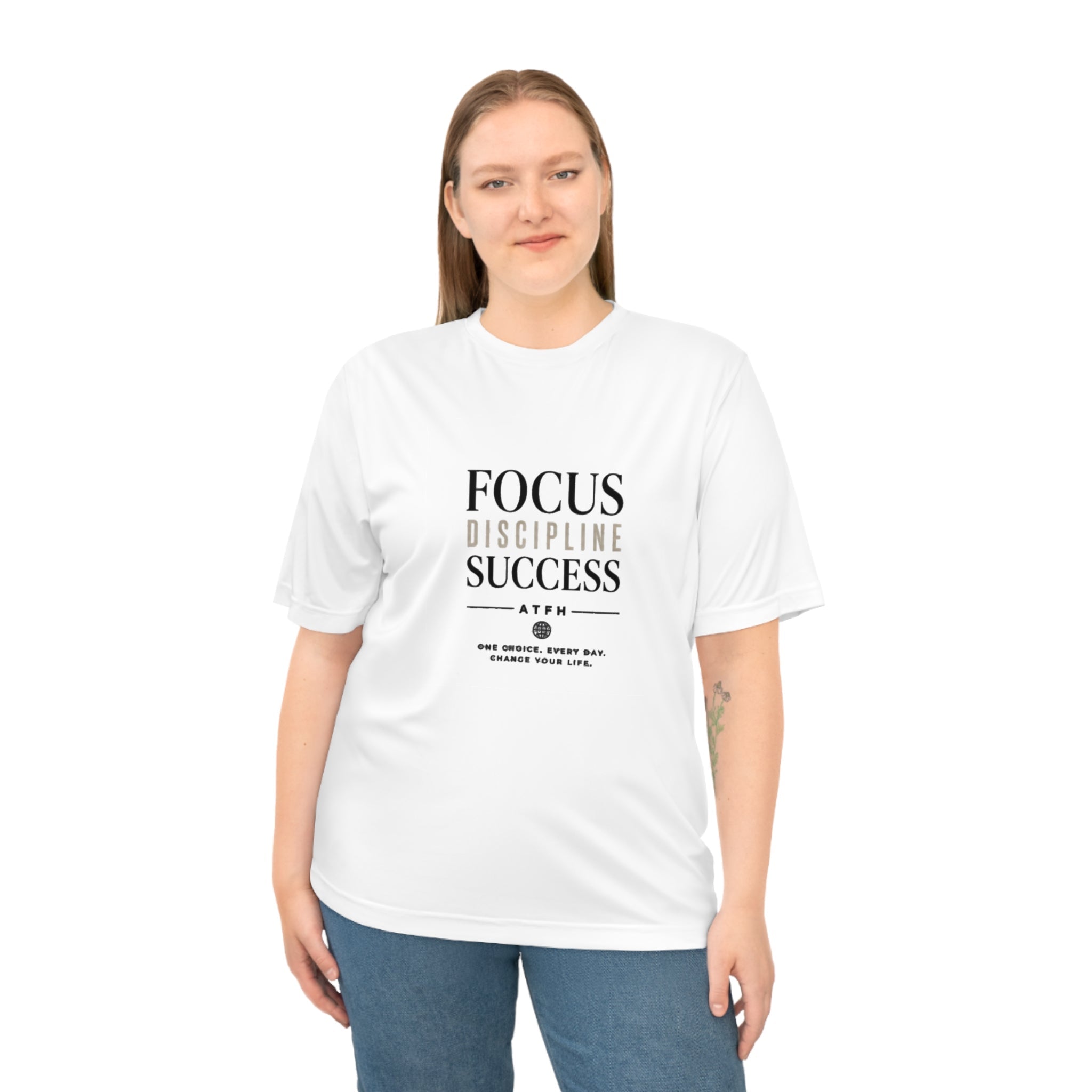 Focus Discipline Success Performance T-Shirt — Motivational Gym Tee Printify