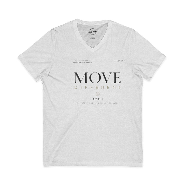 Move Different V-Neck Tee — Minimal Motivational Graphic Shirt Printify