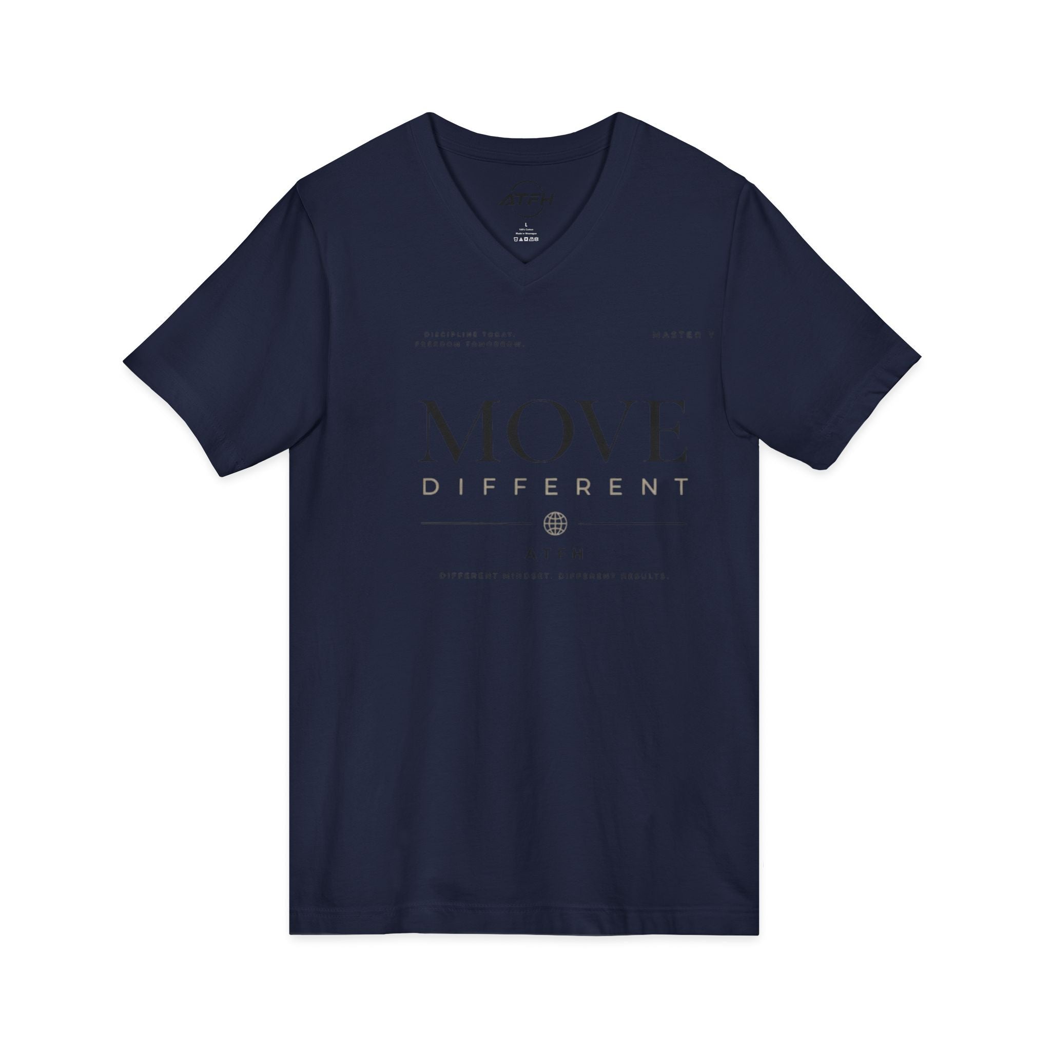 Move Different V-Neck Tee — Minimal Motivational Graphic Shirt Printify