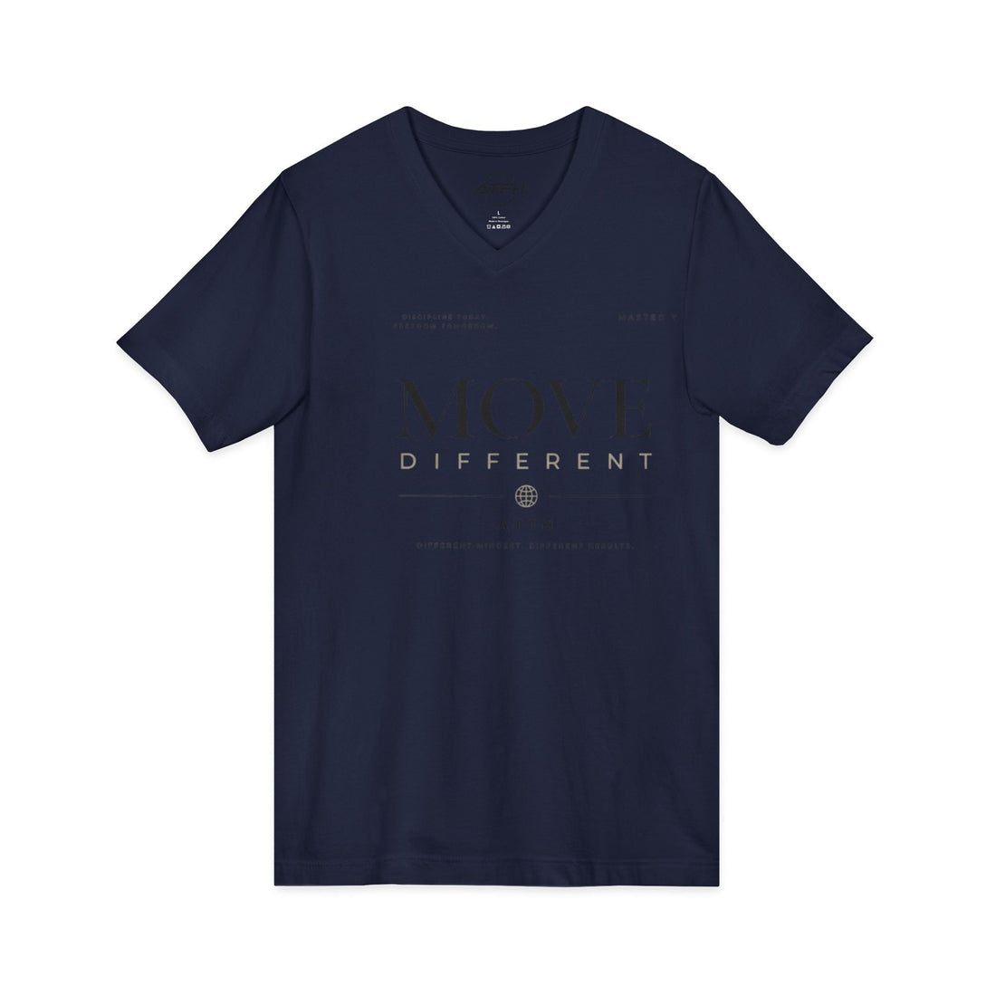 Move Different V-Neck Tee — Minimal Motivational Graphic Shirt Printify