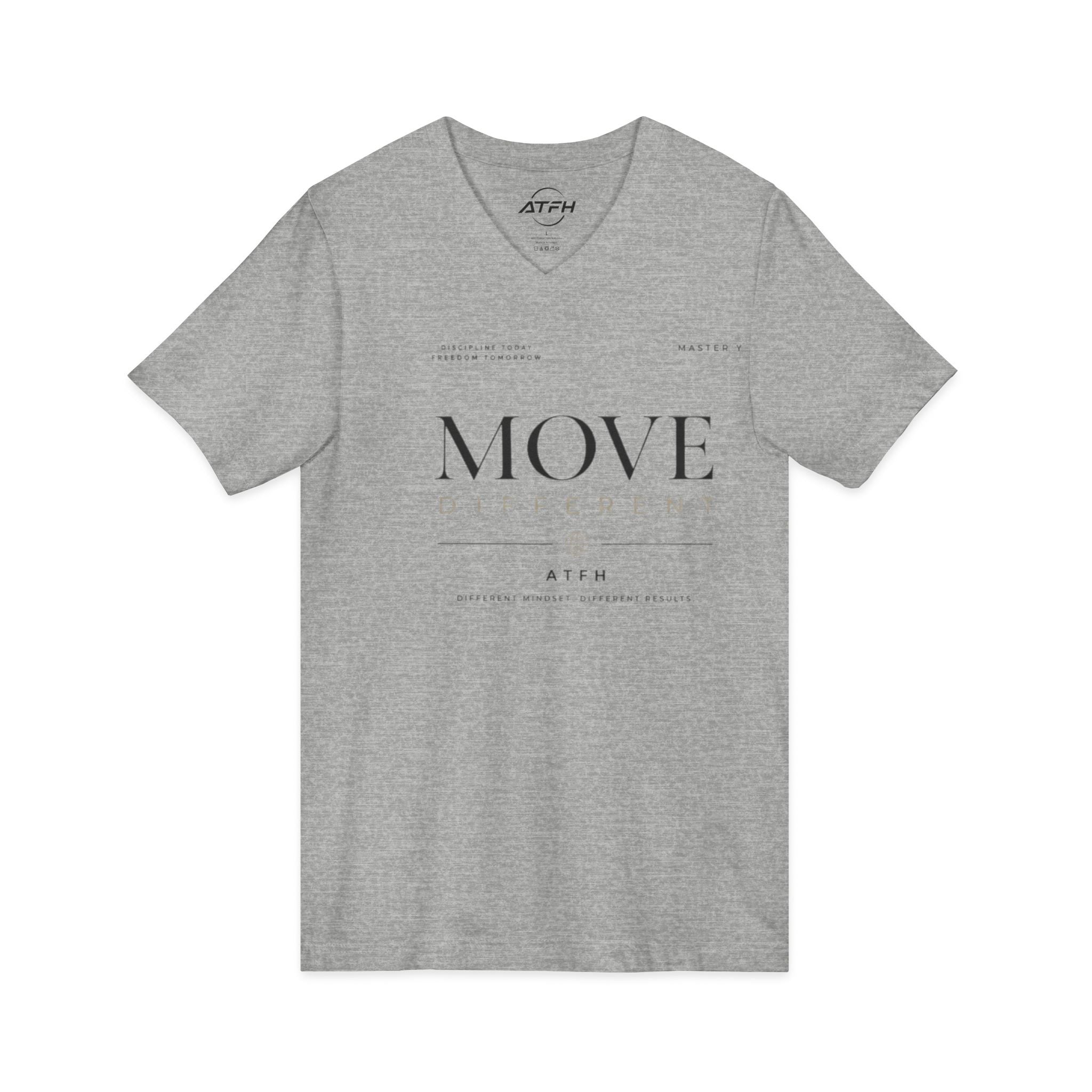 Move Different V-Neck Tee — Minimal Motivational Graphic Shirt Printify
