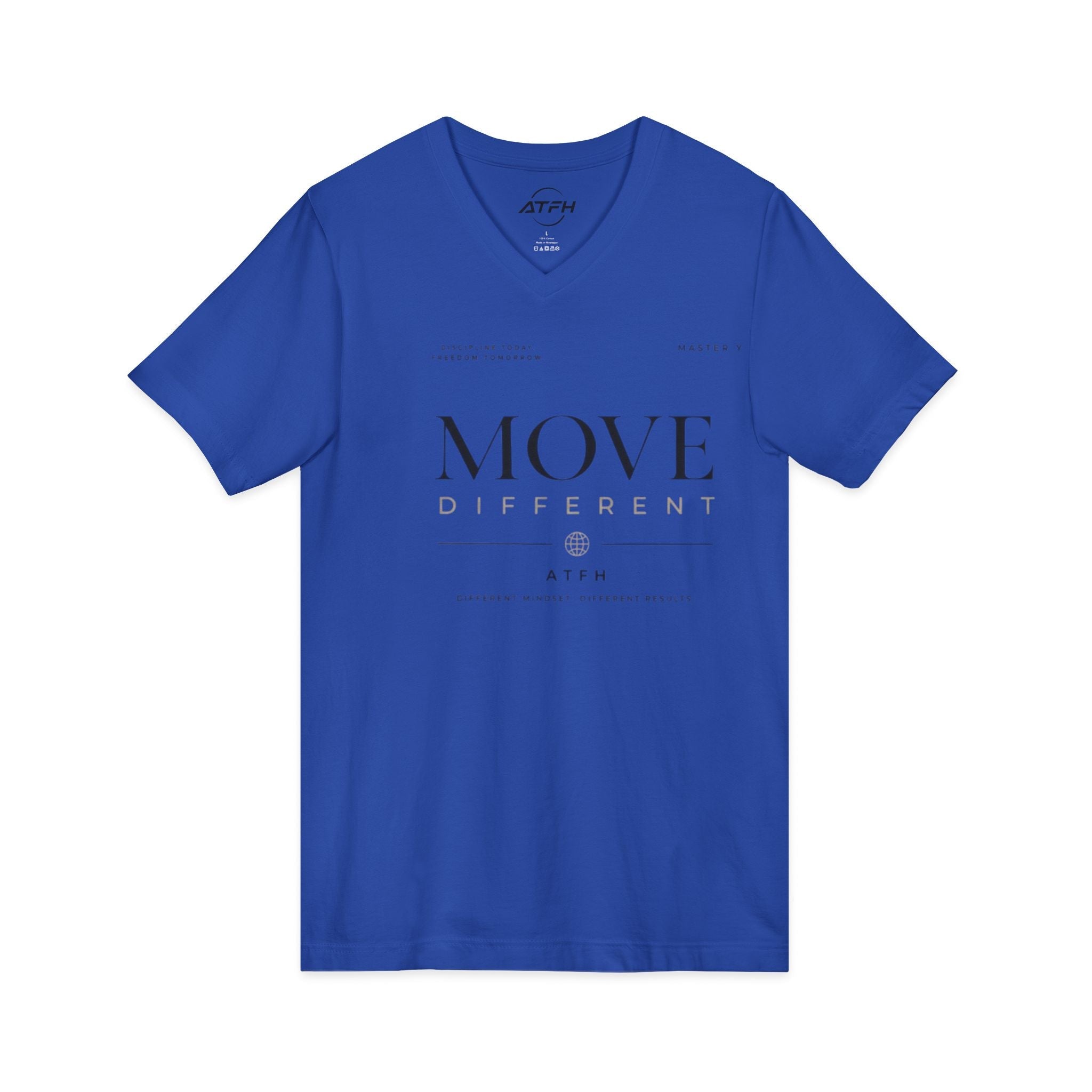 Move Different V-Neck Tee — Minimal Motivational Graphic Shirt Printify