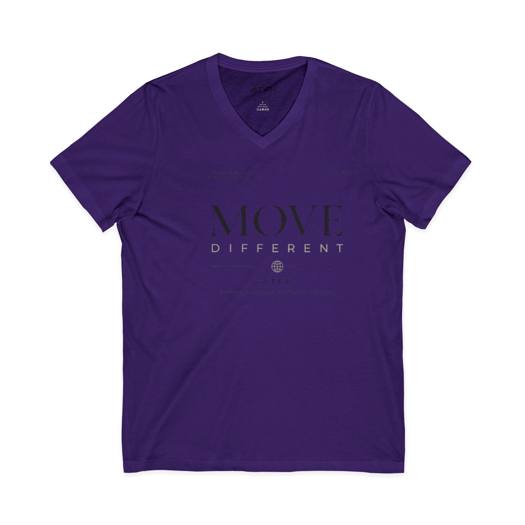 Move Different V-Neck Tee — Minimal Motivational Graphic Shirt Printify