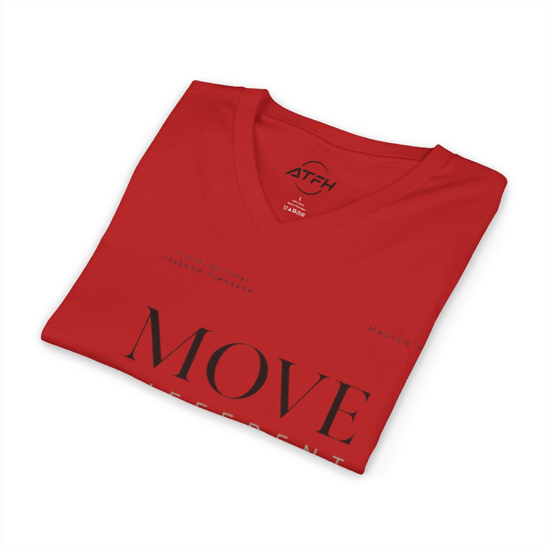 Move Different V-Neck Tee — Minimal Motivational Graphic Shirt Printify