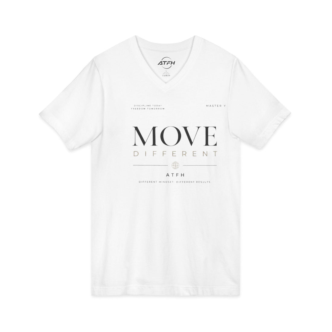 Move Different V-Neck Tee — Minimal Motivational Graphic Shirt Printify