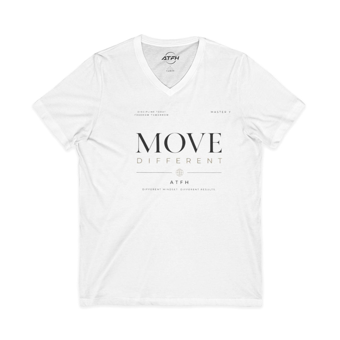 Move Different V-Neck Tee — Minimal Motivational Graphic Shirt Printify