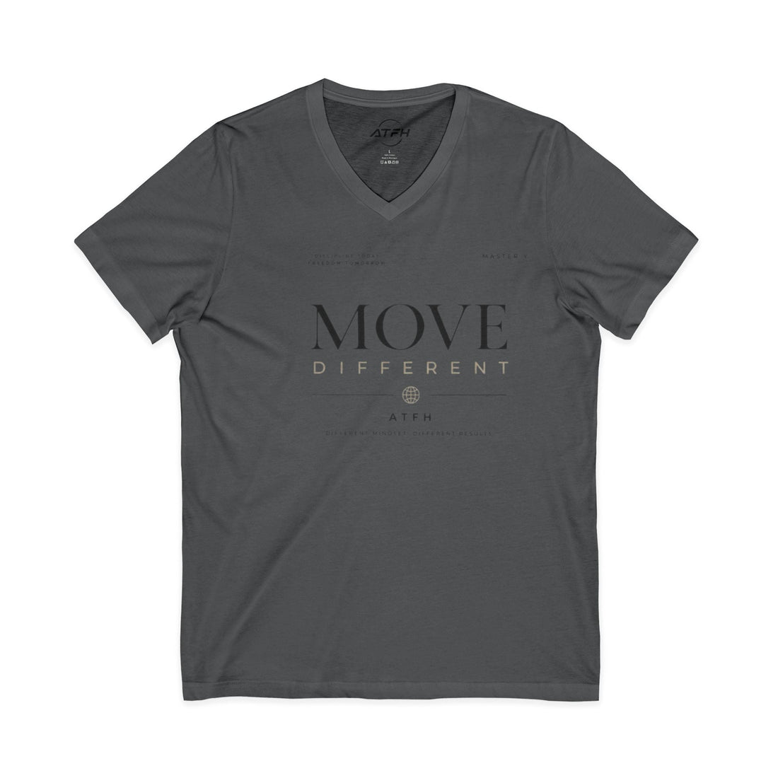 Move Different V-Neck Tee — Minimal Motivational Graphic Shirt Printify