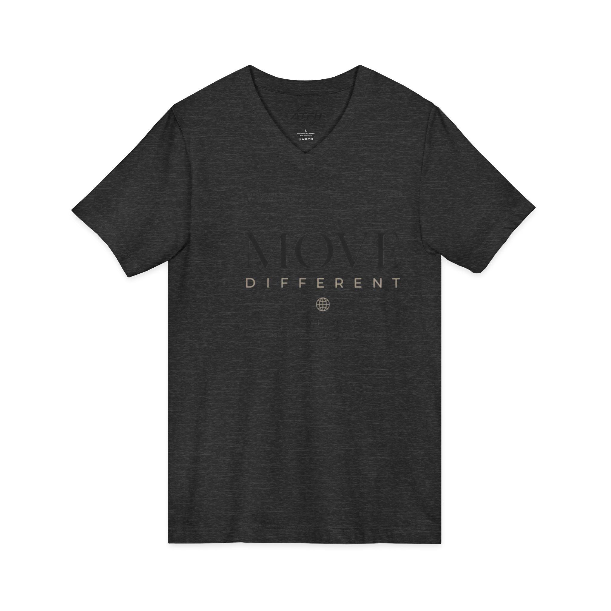 Move Different V-Neck Tee — Minimal Motivational Graphic Shirt Printify
