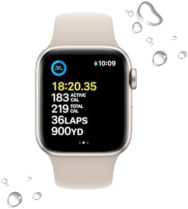 Apple Watch SE (2nd Gen) (GPS + Cellular, 40mm) - Starlight Aluminum Case with Starlight Sport Band, M/L (Renewed)