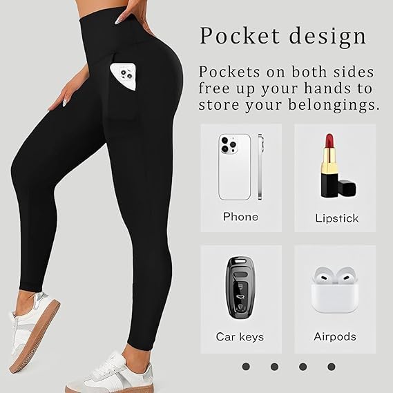 Diravo 5 Pack Women's Leggings with Pockets/no Pocket, High Waisted Workout & Yoga Pants