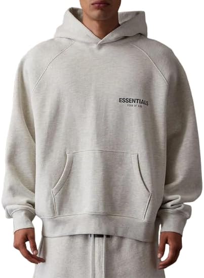 Essentials Basic Pullover Hoodie, Cotton Blend, Adult Oversized Men Size, One Size Down