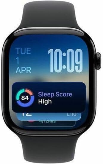Apple Watch Series 11 [GPS 42mm] Smartwatch with Jet Black Aluminum Case with Sport Band - S/M. Sleep Score, Fitness Tracker, Health Monitoring, Always-On Display, Water Resistant (Renewed)
