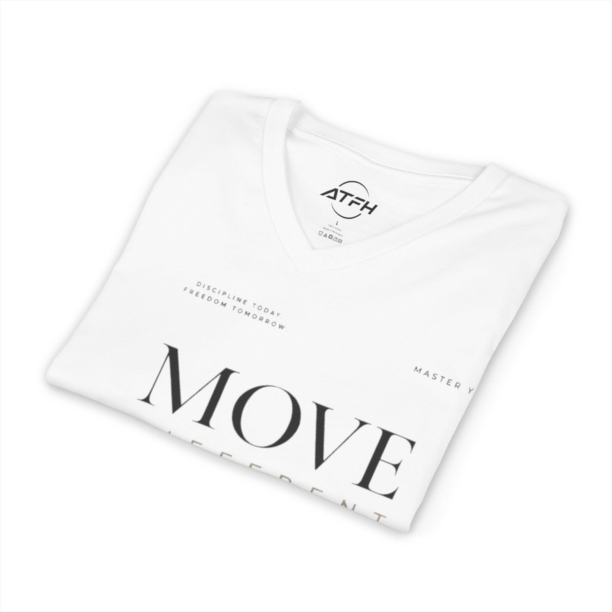 Move Different V-Neck Tee — Minimal Motivational Graphic Shirt Printify