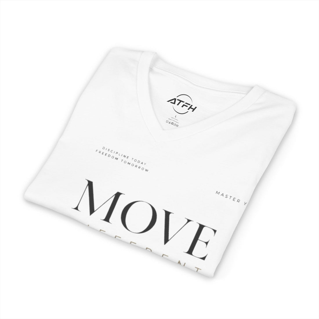 Move Different V-Neck Tee — Minimal Motivational Graphic Shirt Printify