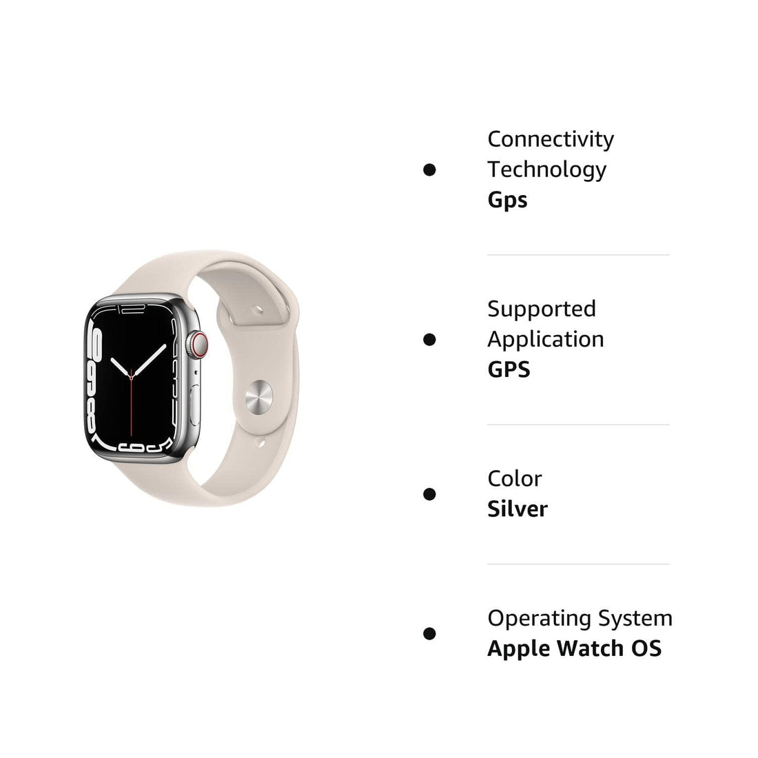 Apple Watch Series 7 (GPS, 41mm) Starlight Aluminum Case with Starlight Sport Band, Regular (Renewed)
