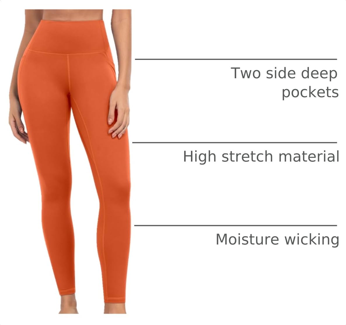 ATHVOTAR Leggings with Pockets for Women, 7 Packs High Waisted Workout Tummy Control Yoga Pants