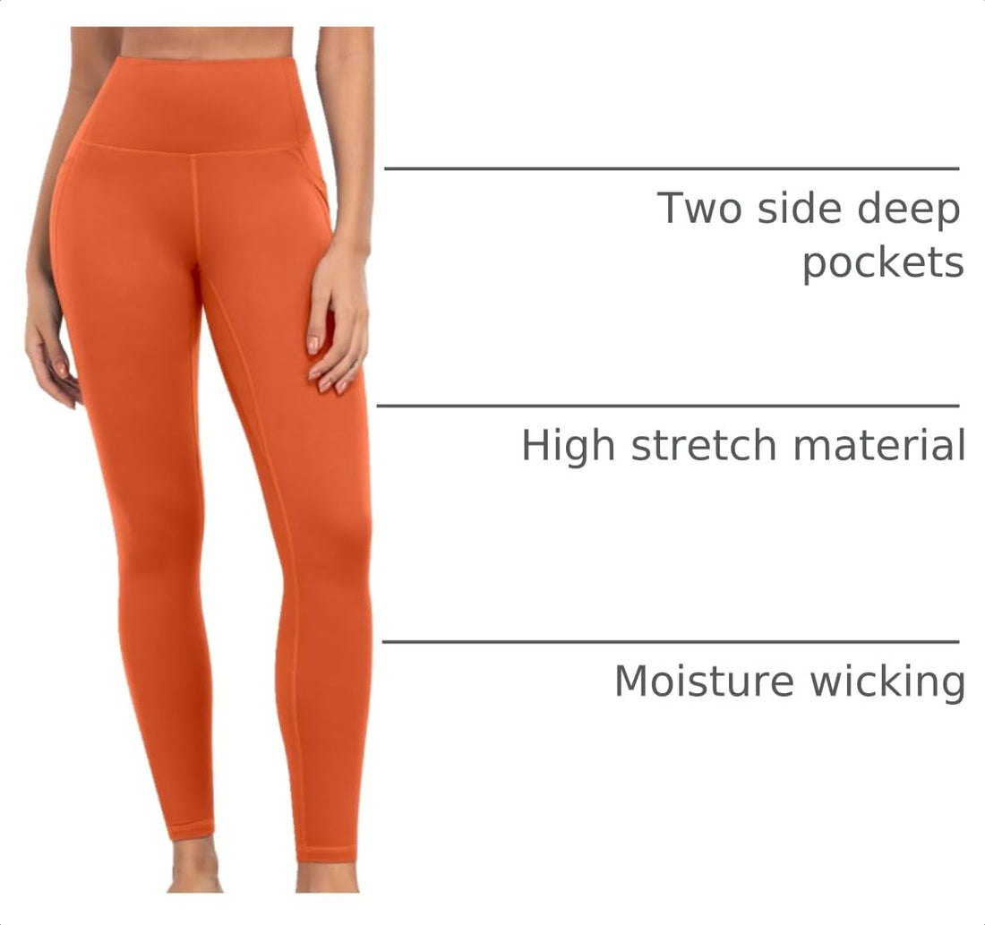 ATHVOTAR Leggings with Pockets for Women, 7 Packs High Waisted Workout Tummy Control Yoga Pants