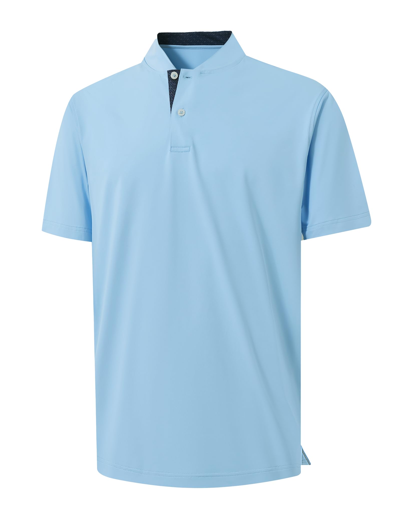 M MAELREG Mens Golf Shirts Collarless Performance Dry Fit Moisture Wicking Casual Solid Short Sleeve Henley Shirts for Men