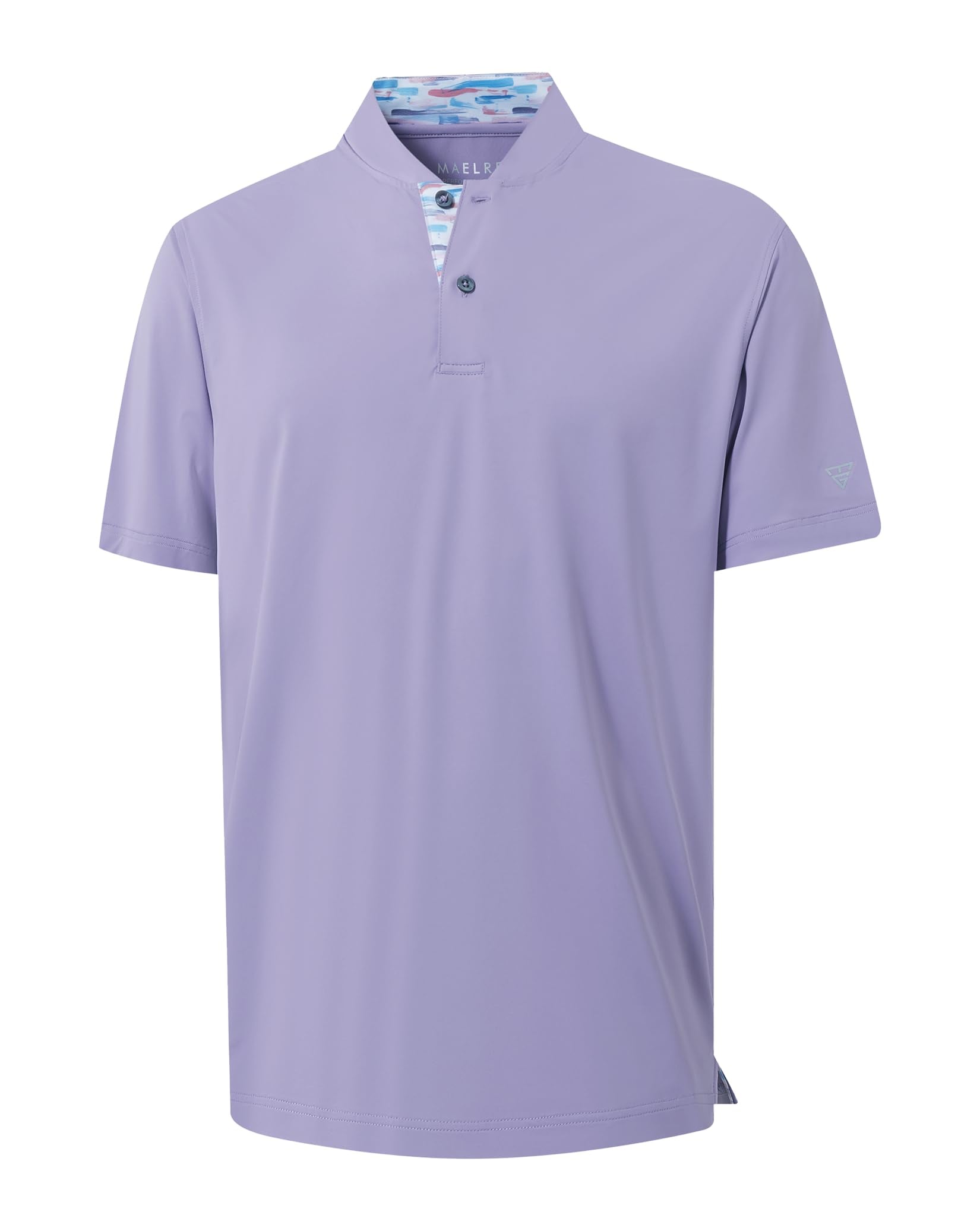 M MAELREG Mens Golf Shirts Collarless Performance Dry Fit Moisture Wicking Casual Solid Short Sleeve Henley Shirts for Men