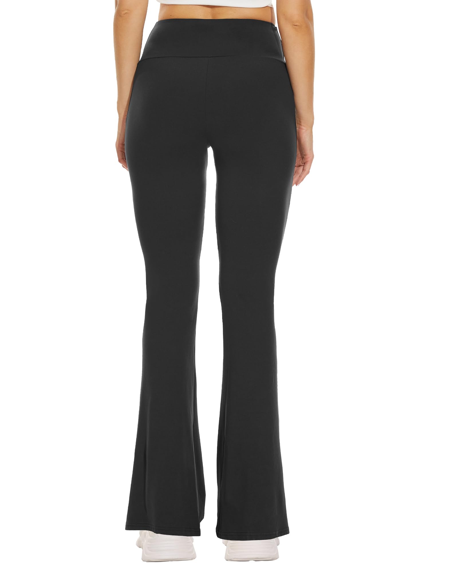 Sundwudu Black Flare Yoga Pants for Women - Soft High Waist Bootcut Leggings Tall & Long Bootleg Pants for Women