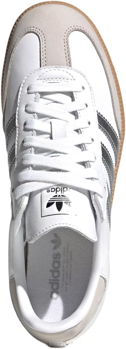 adidas Samba OG Womens Sneaker (White Metallic Silver Gum, 8.5)