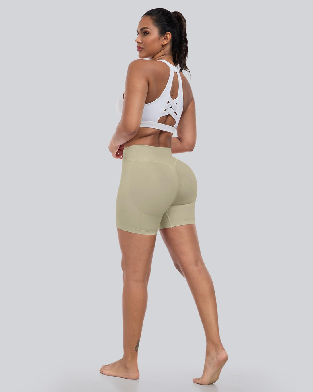CHRLEISURE Workout Shorts for Women, High Waisted Butt Lifting Scrunch Sports Seamless Gym Shorts Set
