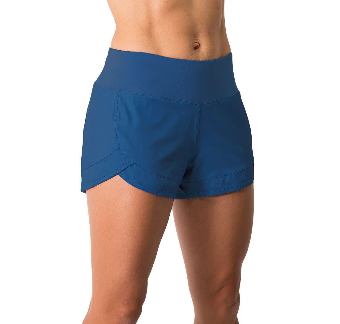 Tough Mode Womens 3" Lightweight Running WOD Volleyball Shorts Workout Mesh Liner Zip Pocket