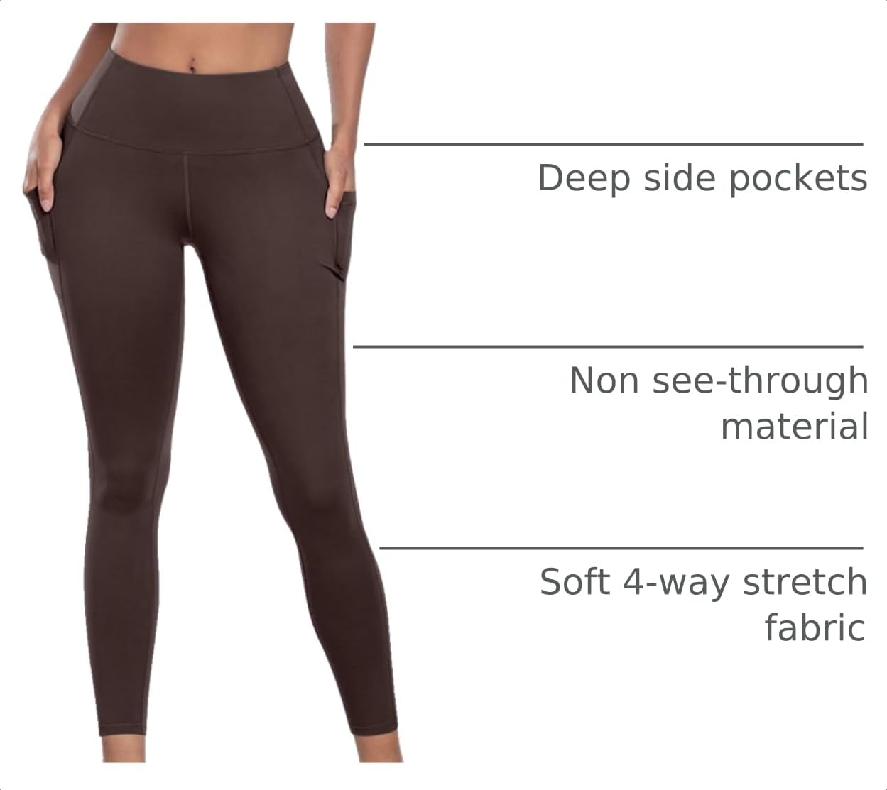 LZYVOO Leggings with Pockets for Women, 6 Packs Soft High Waisted Tummy Control Workout Yoga Pants