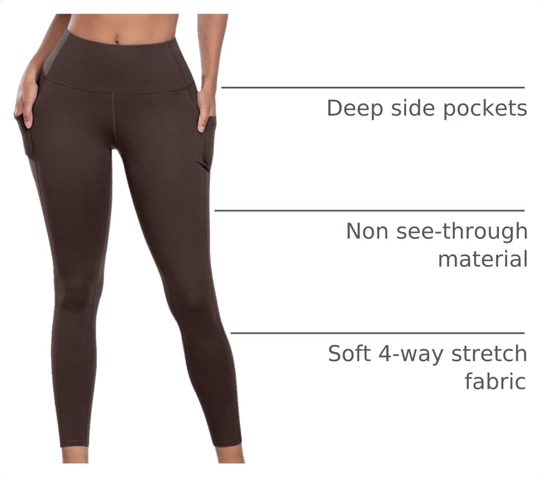 LZYVOO Leggings with Pockets for Women, 6 Packs Soft High Waisted Tummy Control Workout Yoga Pants