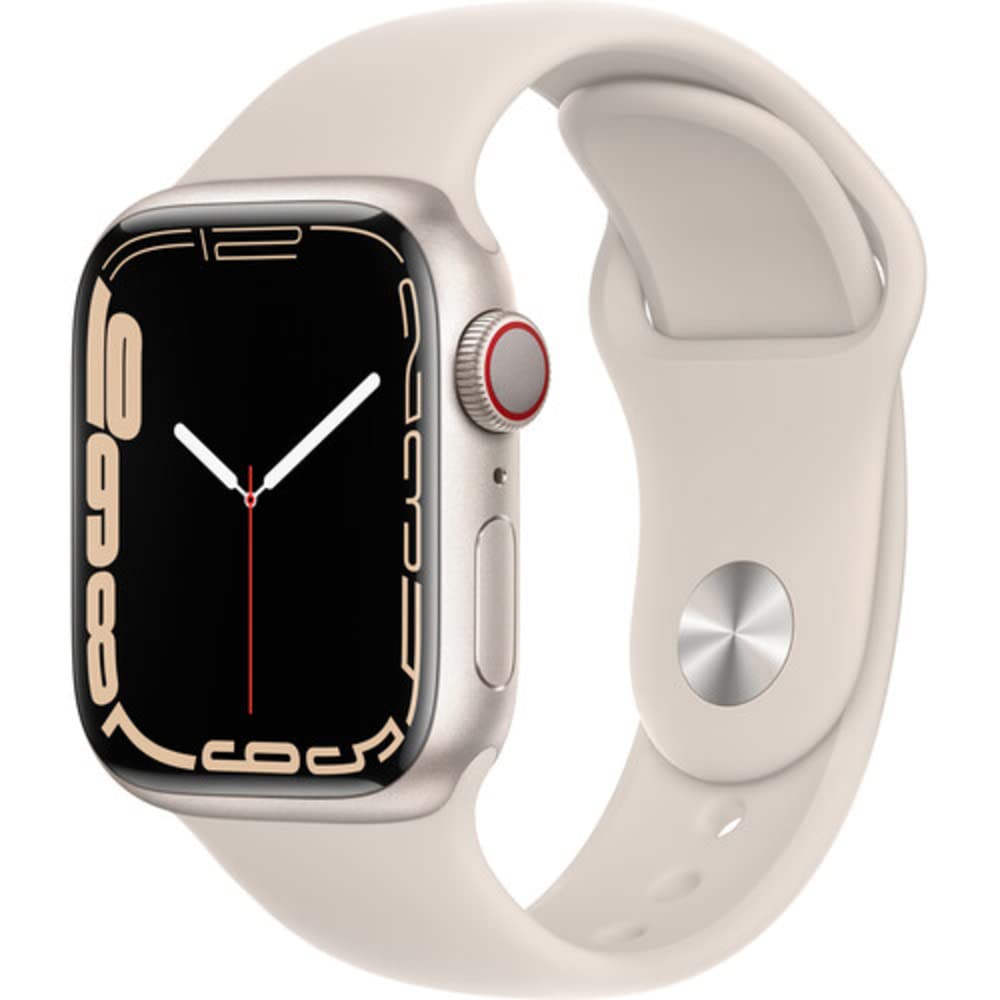 Apple Watch Series 7 (GPS, 41mm) Starlight Aluminum Case with Starlight Sport Band, Regular (Renewed)