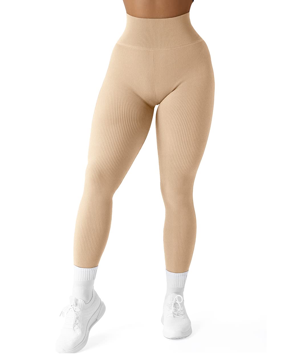 SUUKSESS Women Ribbed Seamless Leggings High Waisted Workout Gym Yoga Pants