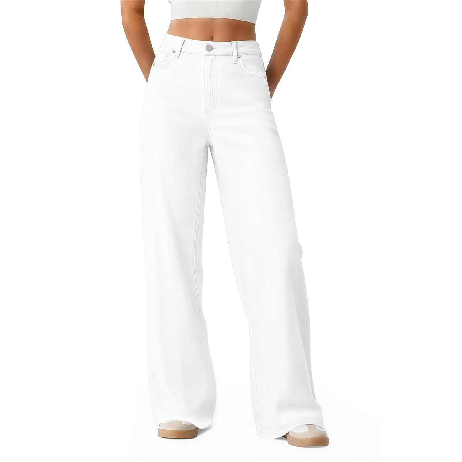 Women's Wide Leg Jeans High Waisted Baggy Straight Leg Loose Stretchy Casual Denim Pants