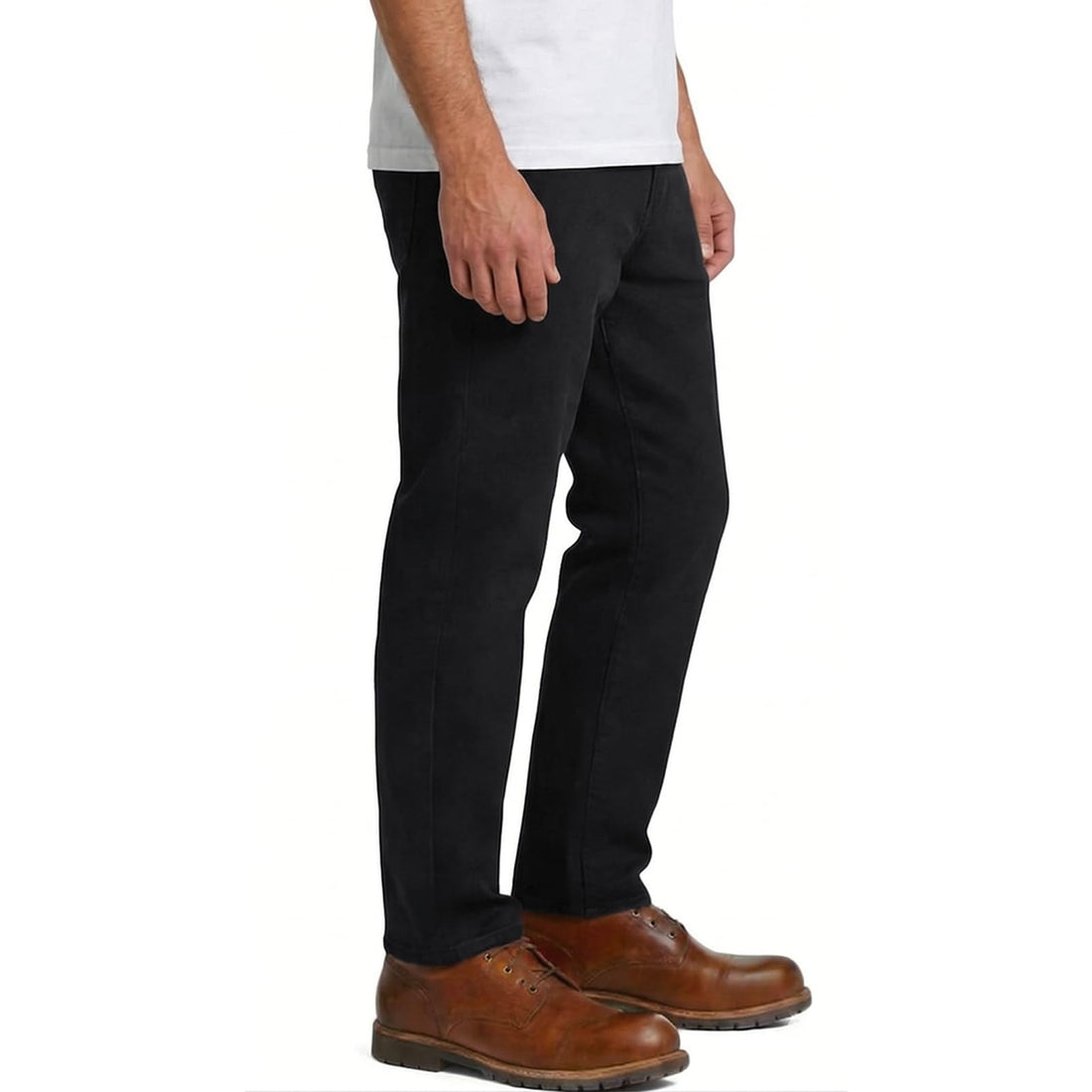 Fleece Lined Jeans Men Winter Stretch Denim Warm Pants Loose Casual Jeans