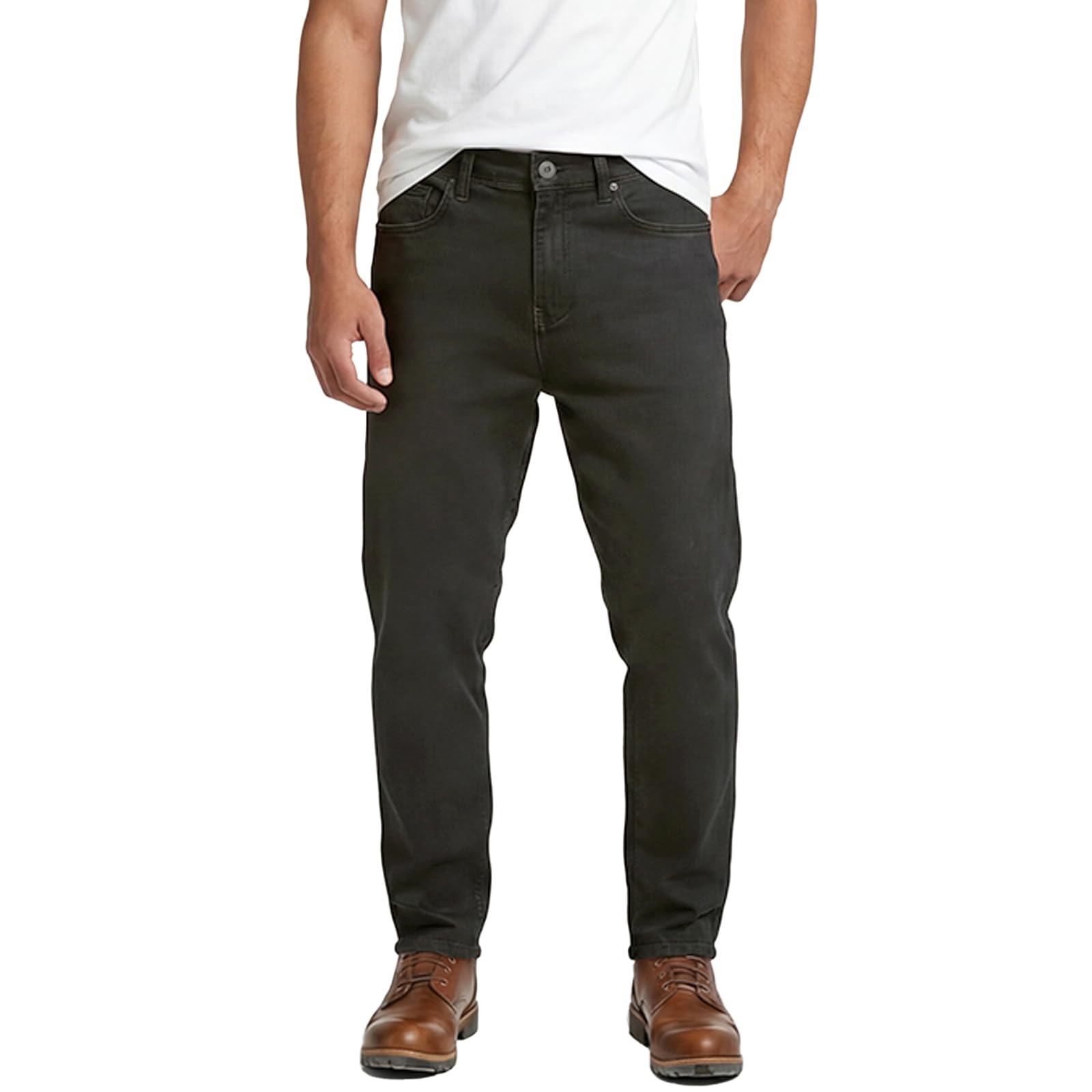 Fleece Lined Jeans Men Winter Stretch Denim Warm Pants Loose Casual Jeans