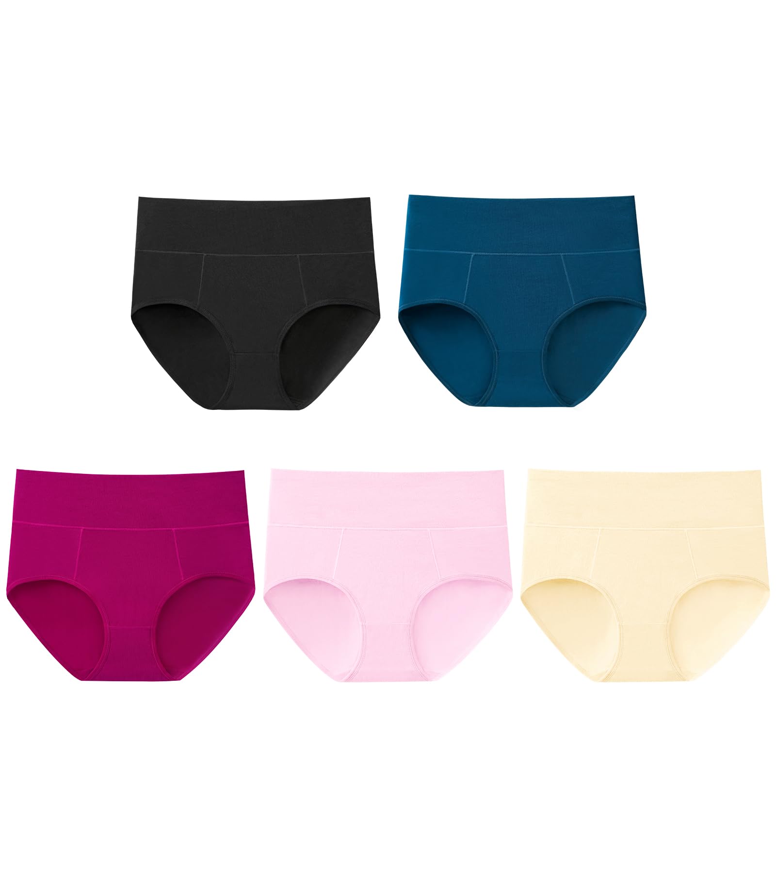 ASIMOON Tummy Control High Waisted Underwear for Women Cotton Plus Size Full Coverage Panties Ladies Briefs