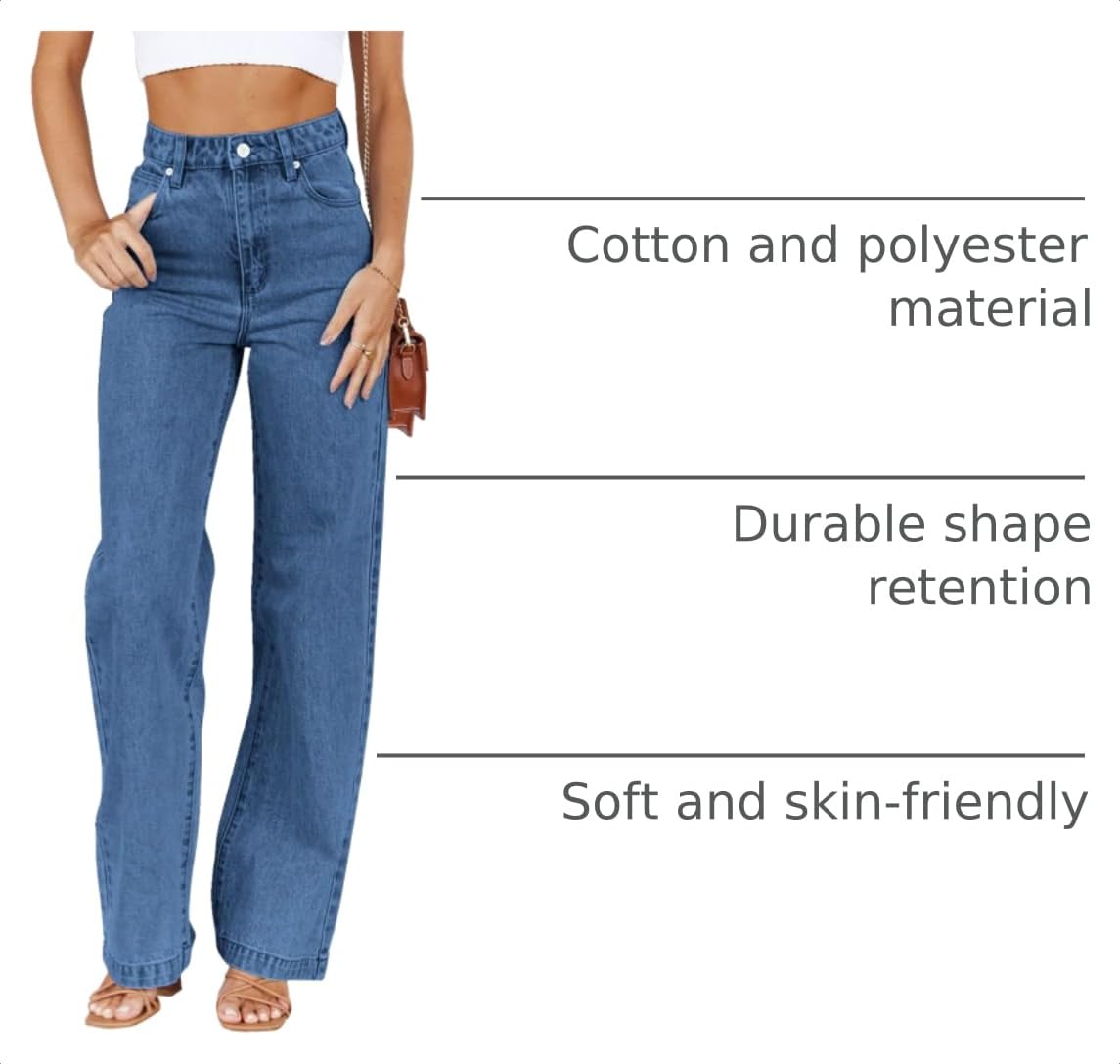 Cicy Bell Women's High Waisted Petite Jeans Boyfriend Baggy Straight Leg Casual Denim Pants with Pockets