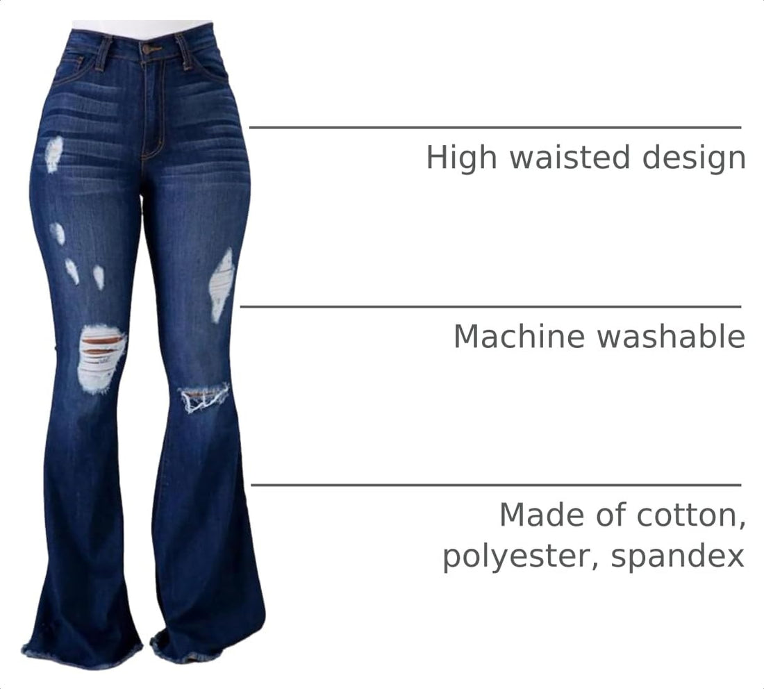 PEIHOT Vintage Bell Bottoms Flare Jeans for Women 90s High Waist Ripped Distressed Wide Leg High Rise Denim Pants
