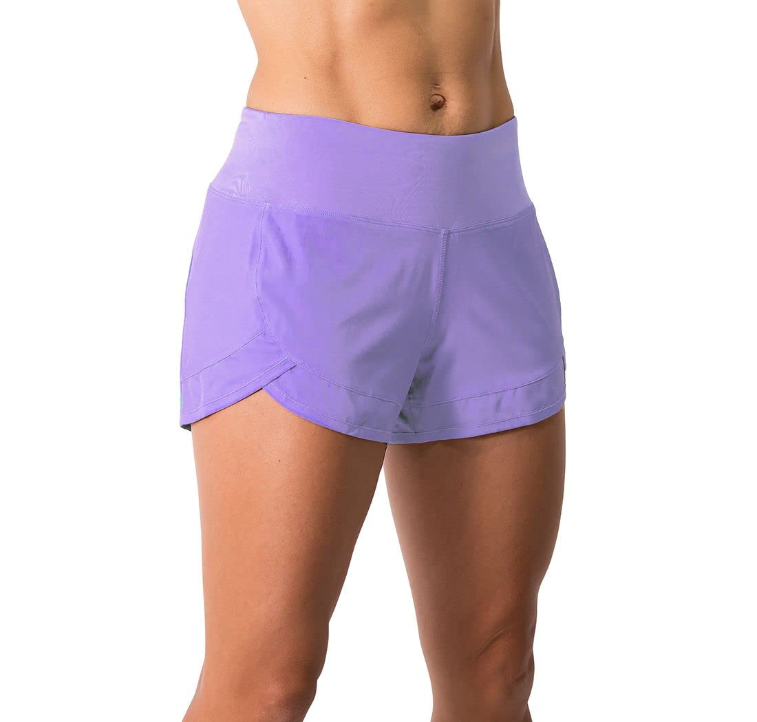 Tough Mode Womens 3" Lightweight Running WOD Volleyball Shorts Workout Mesh Liner Zip Pocket