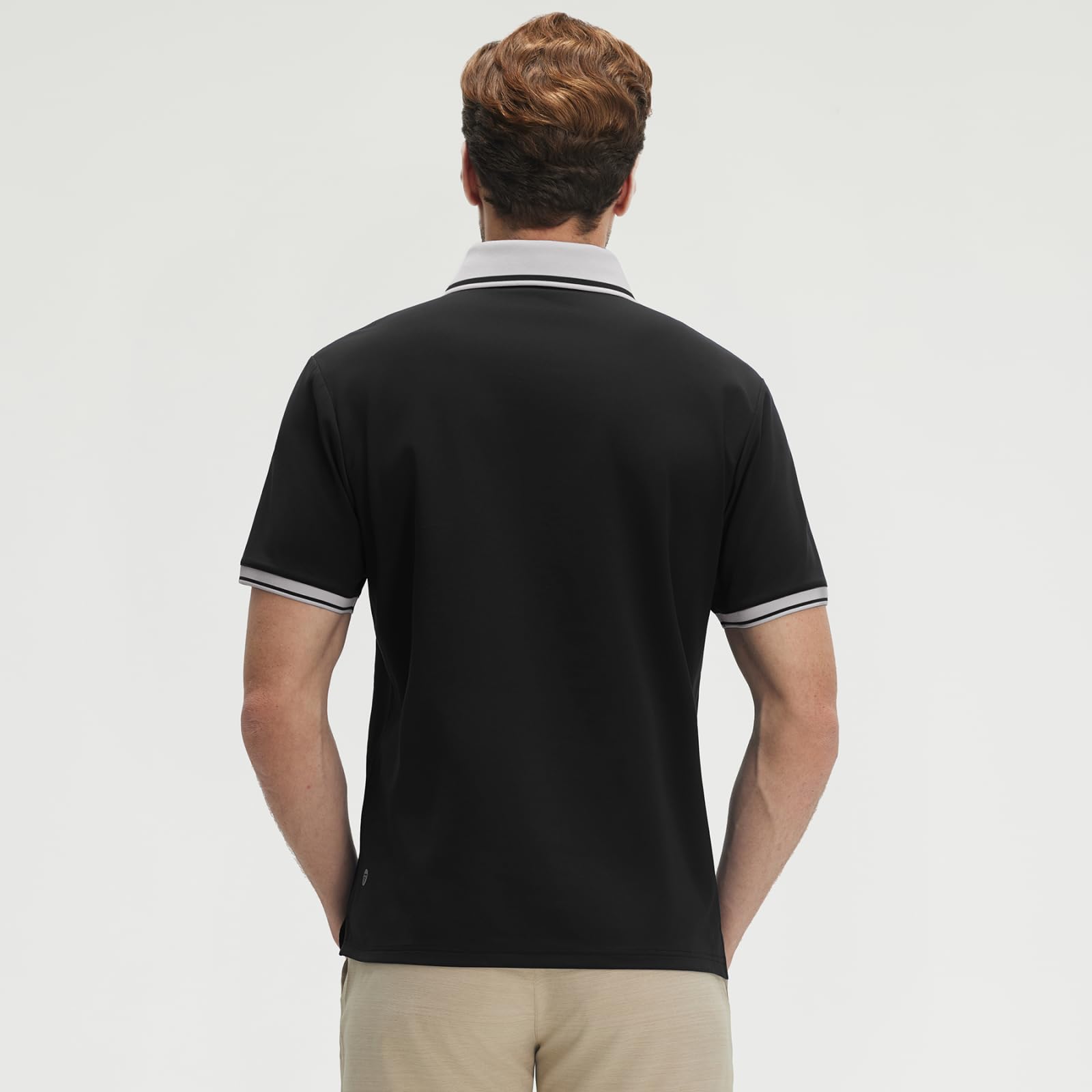 M MAELREG Golf Shirts for Men Short Sleeve with Contrast Collar & Cuffs Performance Dry Fit Stretch Solid Casual Polo Shirts