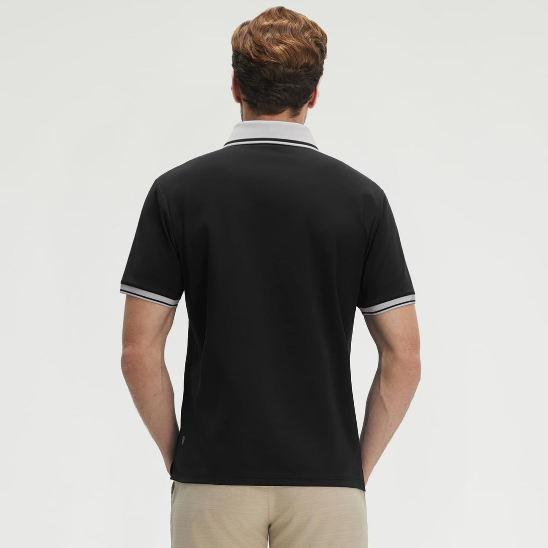 M MAELREG Golf Shirts for Men Short Sleeve with Contrast Collar & Cuffs Performance Dry Fit Stretch Solid Casual Polo Shirts