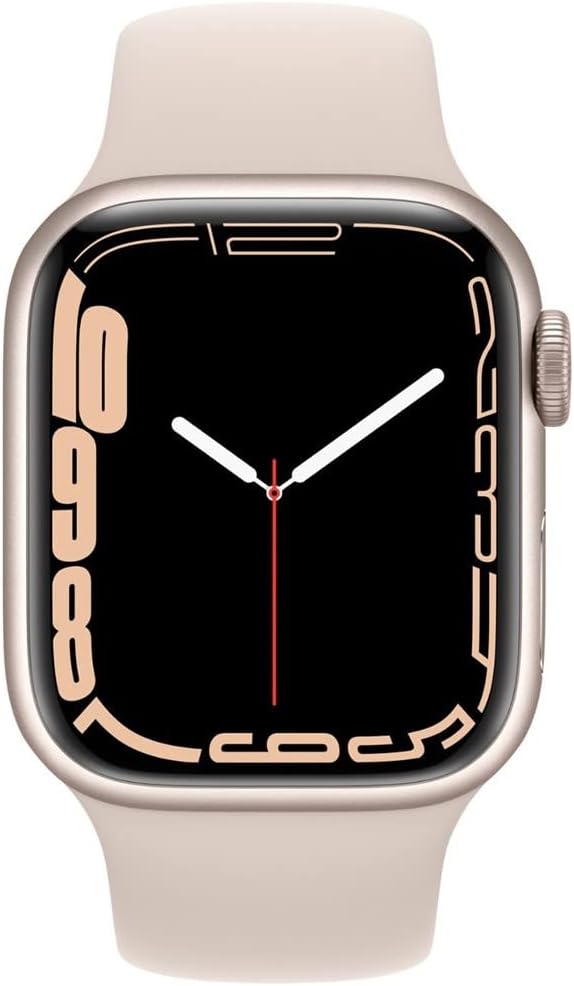 Apple Watch Series 7 (GPS + Cellular, 45 MM) Starlight Aluminum Case with Starlight Sport Band (Renewed)