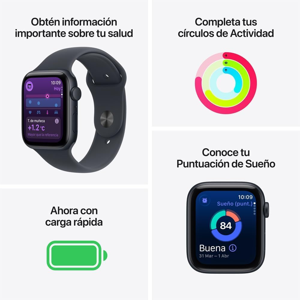 Apple Watch SE 3 [GPS + Cellular, 40mm] Midnight Aluminum Case with Black Sport Band, S/M (Renewed)