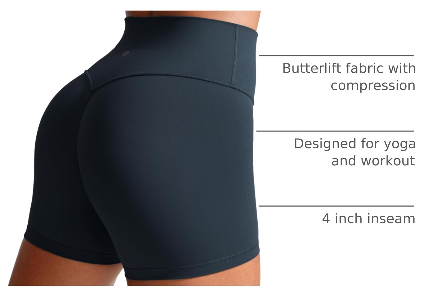 CRZ YOGA Secretsculpt Biker Shorts 4" | Booty Scrunch Butt, Butterlift, Buttery Soft, Moderate Compression, Workout, Pilates, No Front Seam, High Waist, for Women