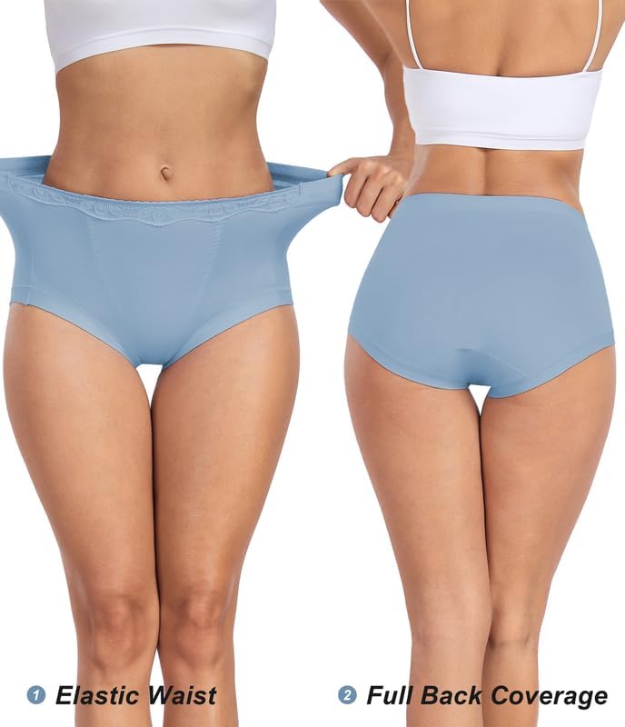 ANLIQI Women's Cotton Underwear High Waist Tummy Control Briefs Full Coverage Multipack Breathable Stretch Ladies Panties